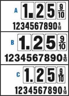 Gas Station Numbers Styles A, B, C